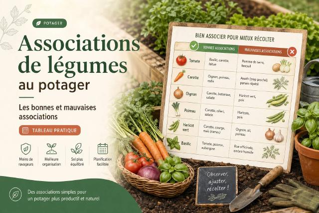 Schéma de relations entre plantes compagnes et cultures du potager