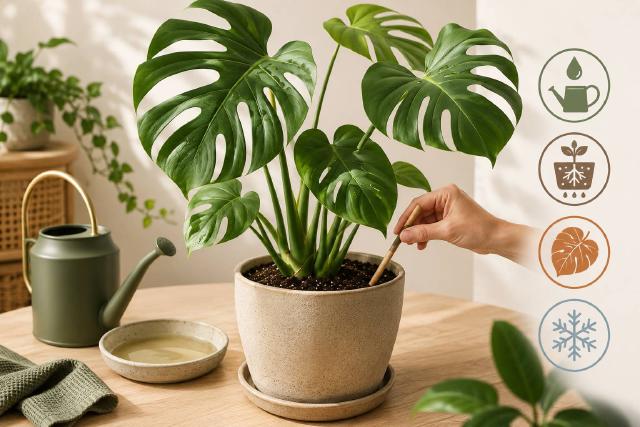 Bouture de monstera avec noeud et racines aériennes prête à être enracinée