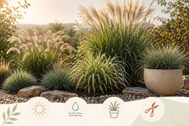 Graminées ornementales plantées en massif selon le soleil et le type de sol