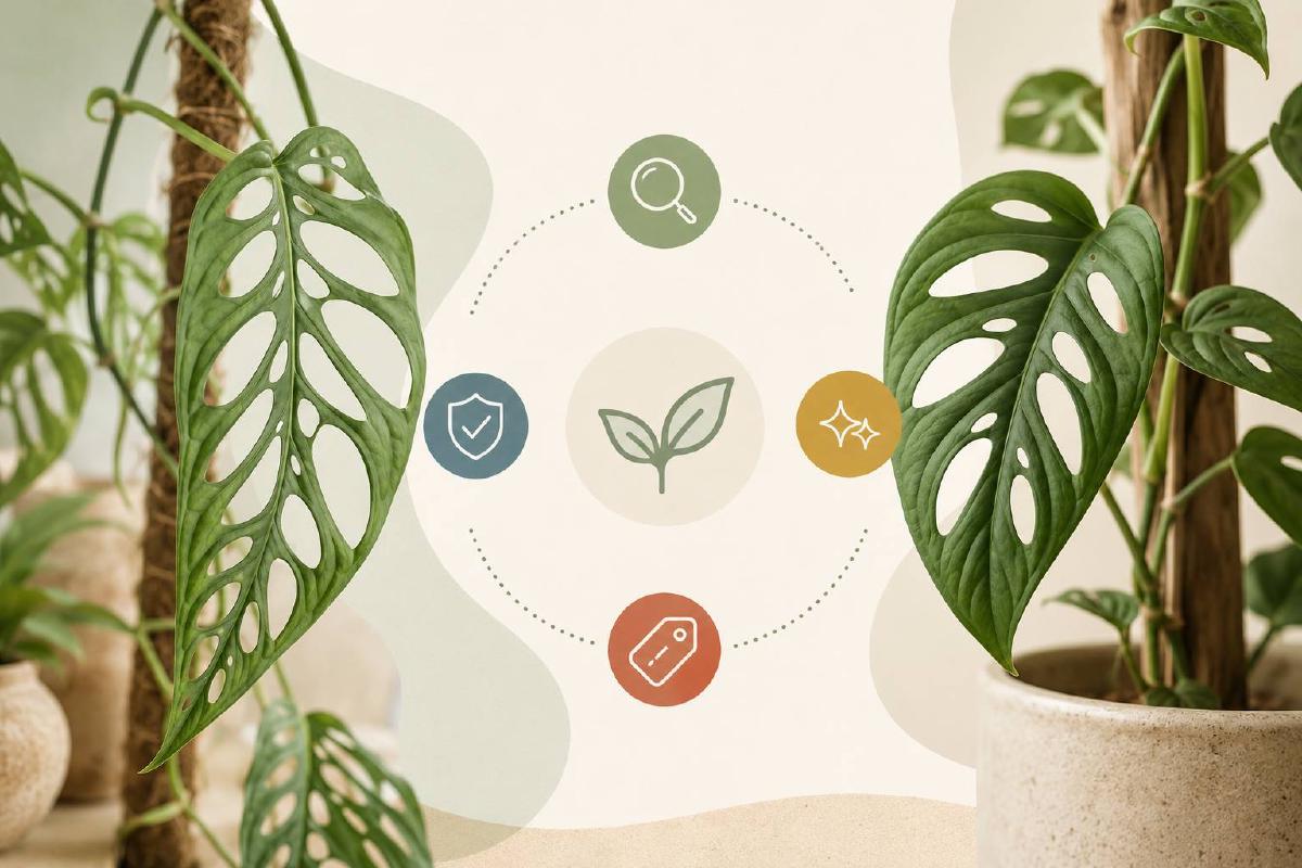 Feuilles perforées de Monstera grimpant pour illustrer la comparaison obliqua et adansonii