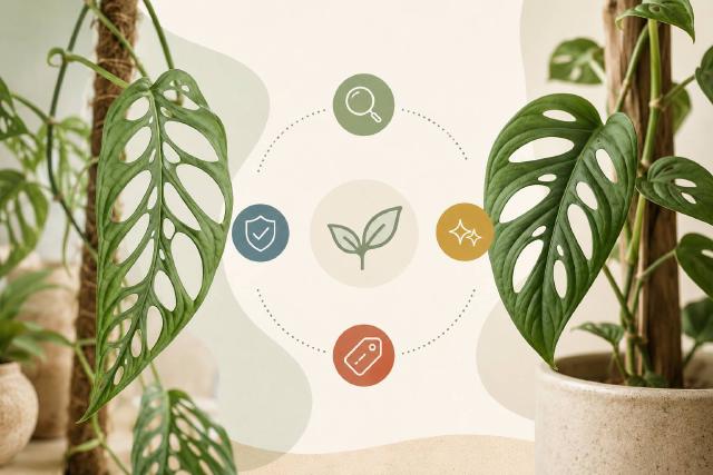 Feuilles perforées de Monstera grimpant pour illustrer la comparaison obliqua et adansonii