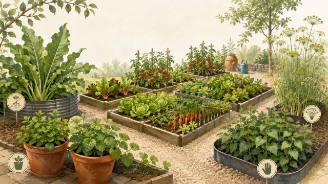 Plantes vigoureuses et aromatiques à contenir près des planches de potager