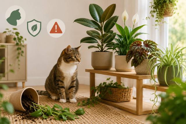 Plantes d'intérieur placées hors d'atteinte d'un chat