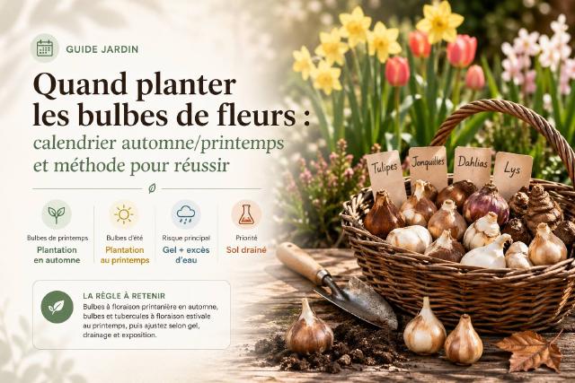 Bulbes de fleurs prêts à être plantés au jardin selon la saison