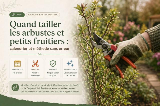Main taillant un arbuste avec un sécateur dans un jardin