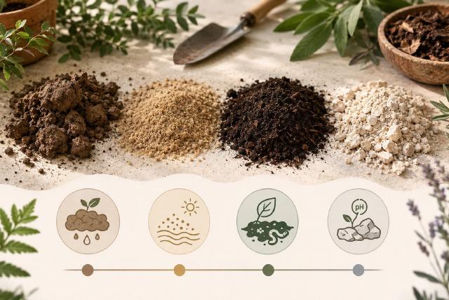Échantillons de terres de jardin comparés pour identifier le type de sol